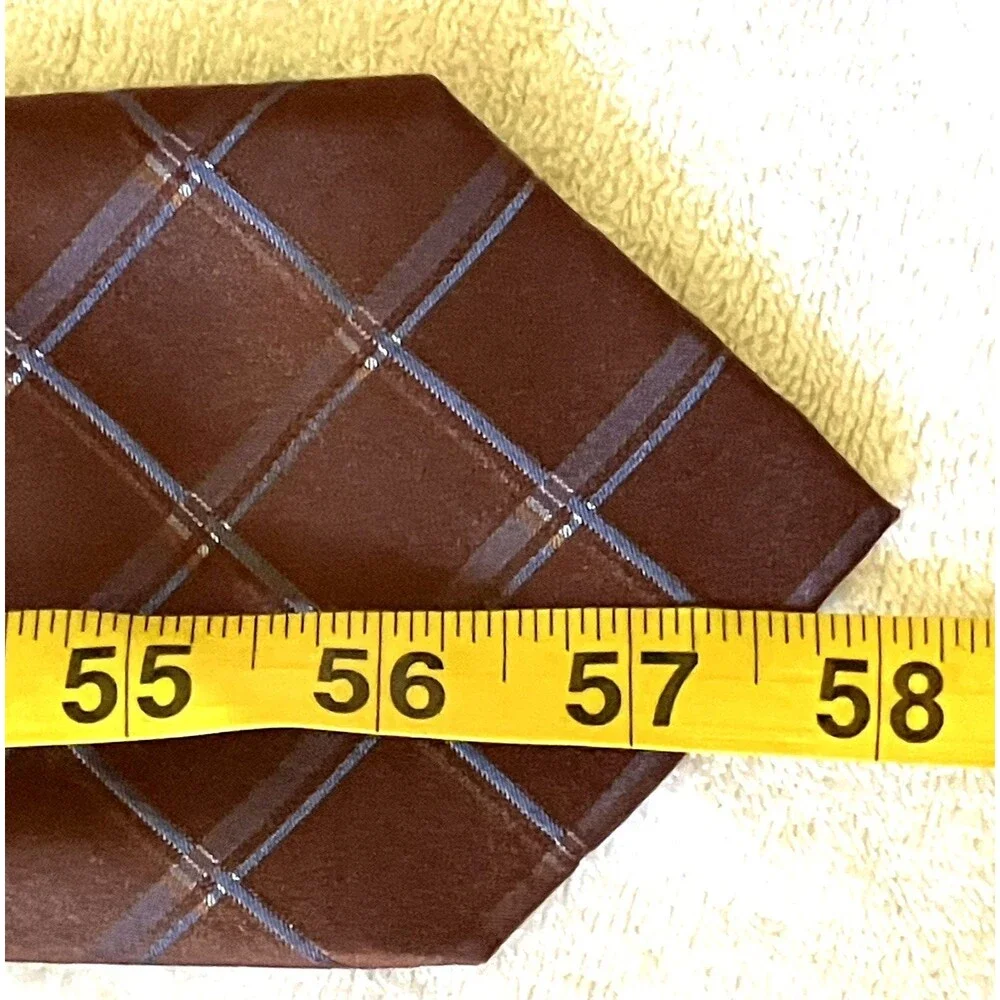 Banana Republic Tie Iridescent Plaid Maroon Red Brown Silk Preppy Career
